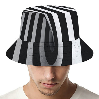 Black And White Twist Illusion Print Bucket Hat
