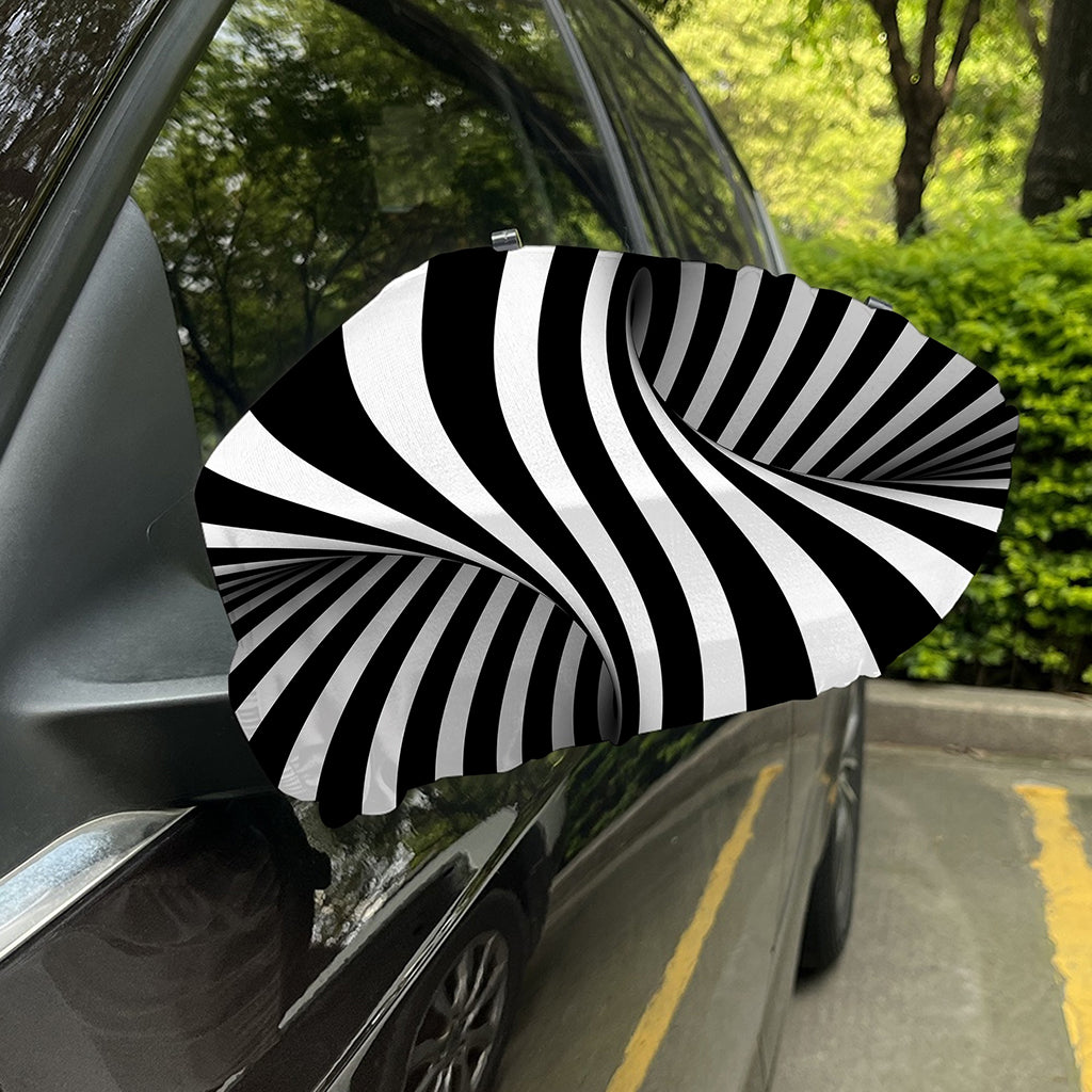 Black And White Twist Illusion Print Car Side Mirror Covers