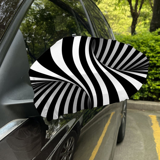 Black And White Twist Illusion Print Car Side Mirror Covers