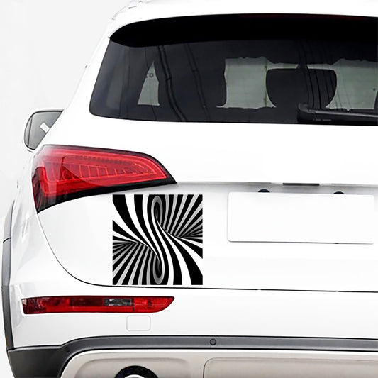 Black And White Twist Illusion Print Car Sticker