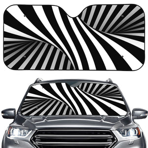 Black And White Twist Illusion Print Car Windshield Sun Shade