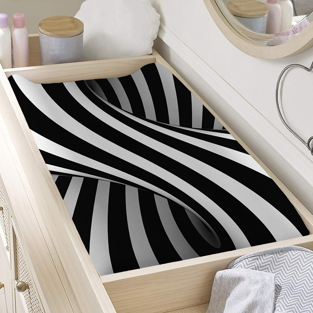 Black And White Twist Illusion Print Changing Pad Cover