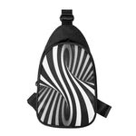 Black And White Twist Illusion Print Chest Bag