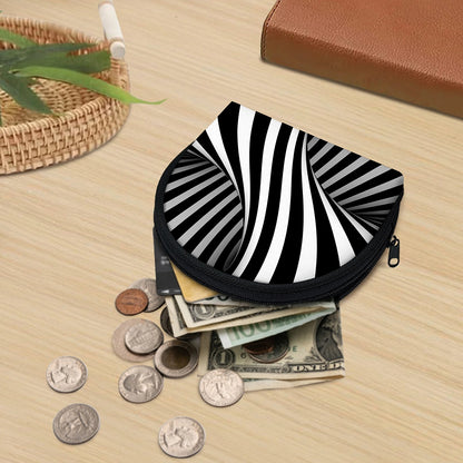 Black And White Twist Illusion Print Coin Purse