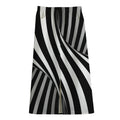 Black And White Twist Illusion Print Cotton Front Slit Maxi Skirt