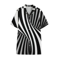 Black And White Twist Illusion Print Cotton Hawaiian Shirt