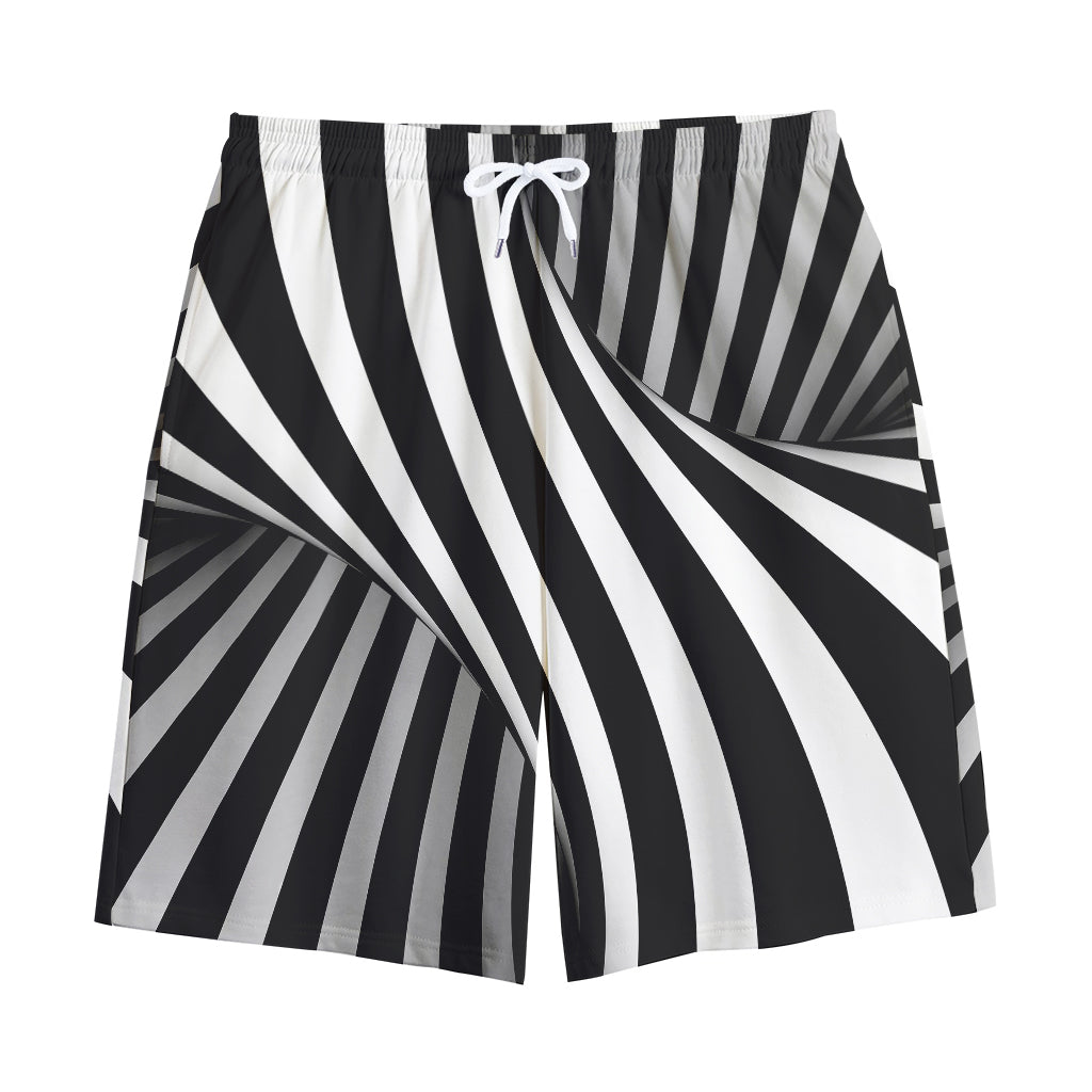 Black And White Twist Illusion Print Cotton Shorts