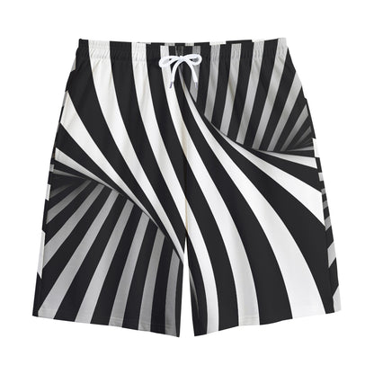 Black And White Twist Illusion Print Cotton Shorts