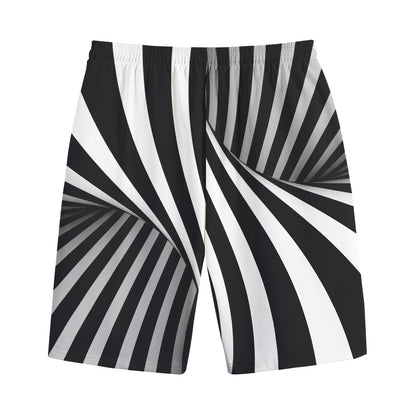 Black And White Twist Illusion Print Cotton Shorts
