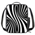 Black And White Twist Illusion Print Crossbody Lunch Bag
