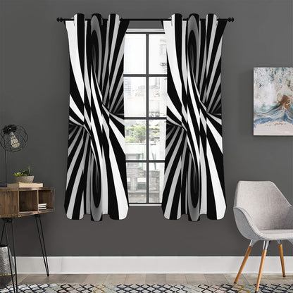 Black And White Twist Illusion Print Curtain