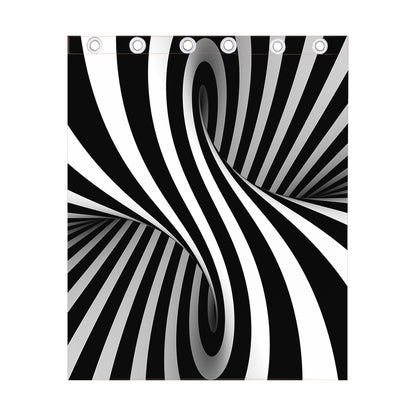 Black And White Twist Illusion Print Curtain