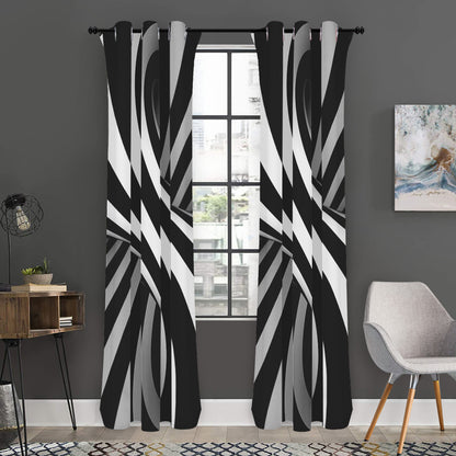 Black And White Twist Illusion Print Curtain