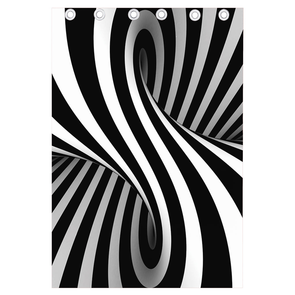 Black And White Twist Illusion Print Curtain