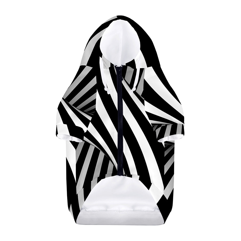Black And White Twist Illusion Print Dog Zip Up Hoodie