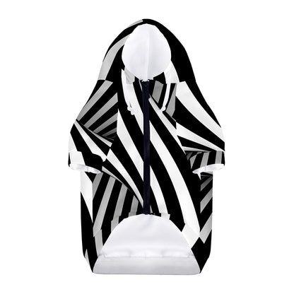 Black And White Twist Illusion Print Dog Zip Up Hoodie