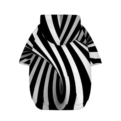 Black And White Twist Illusion Print Dog Zip Up Hoodie