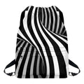 Black And White Twist Illusion Print Drawstring Backpack