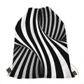Black And White Twist Illusion Print Drawstring Bag