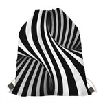 Black And White Twist Illusion Print Drawstring Bag
