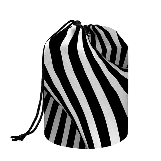 Black And White Twist Illusion Print Drawstring Makeup Bag
