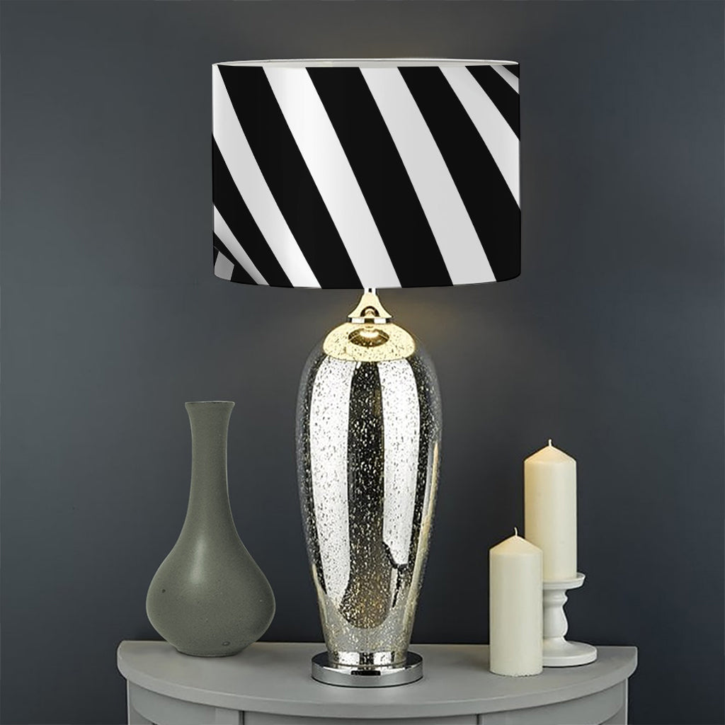Black And White Twist Illusion Print Drum Lamp Shade