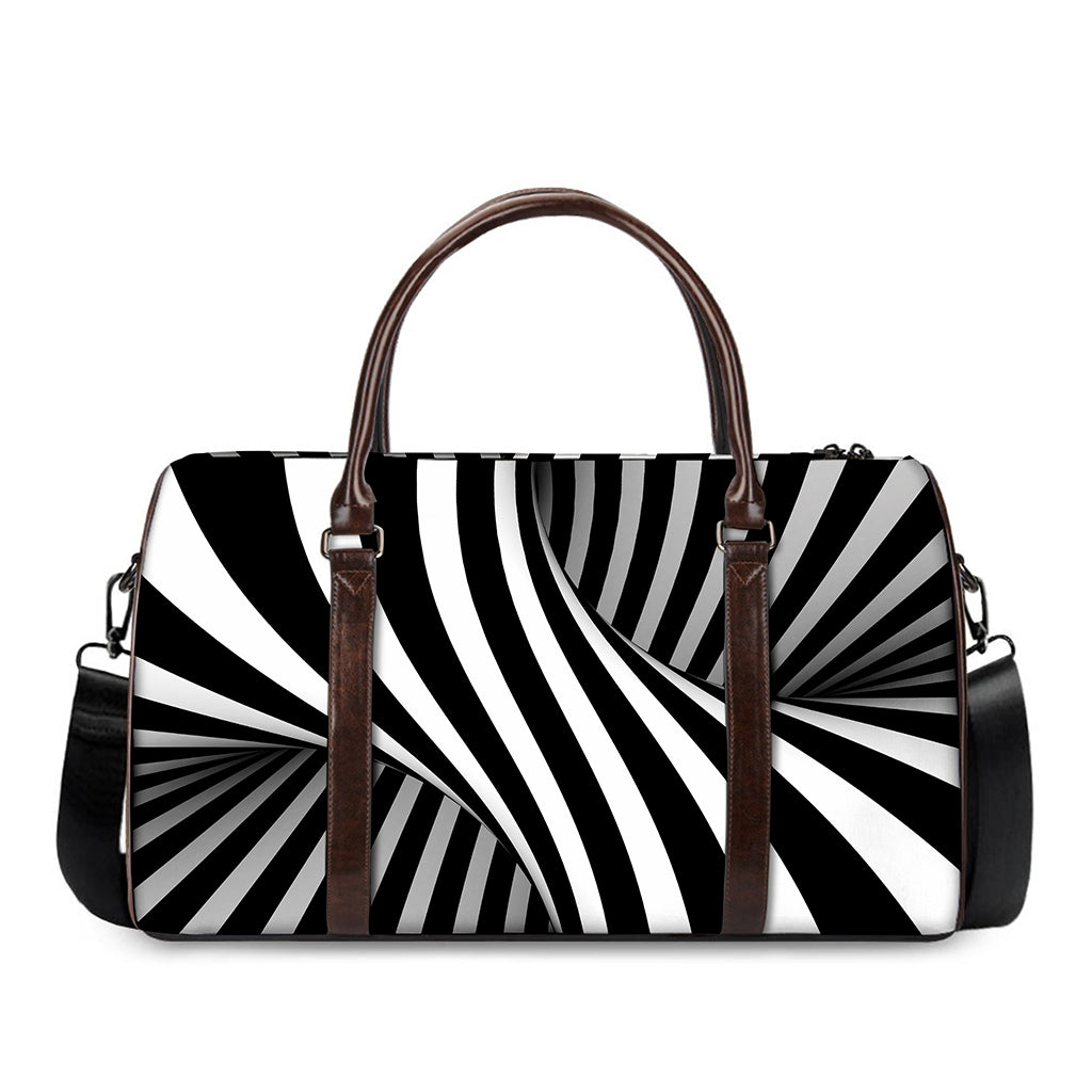 Black And White Twist Illusion Print Duffle Bag