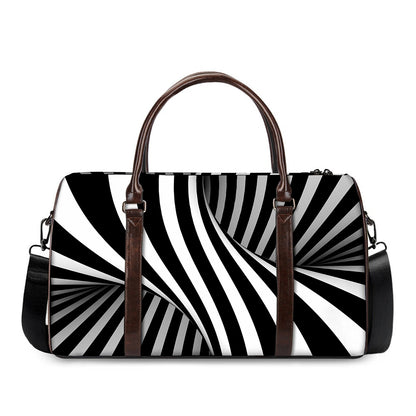 Black And White Twist Illusion Print Duffle Bag