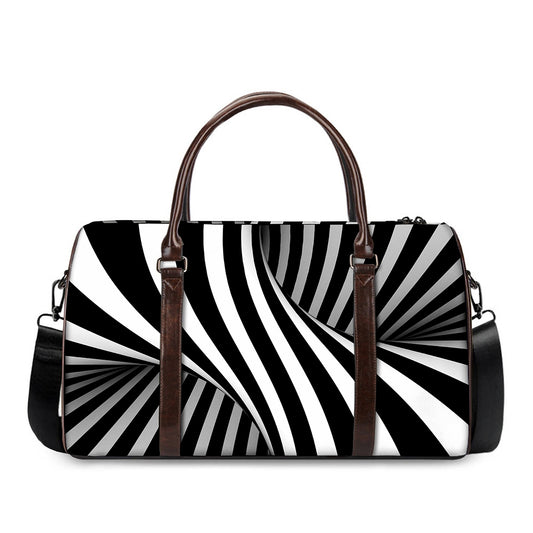 Black And White Twist Illusion Print Duffle Bag