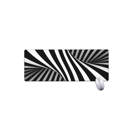 Black And White Twist Illusion Print Extended Mouse Pad