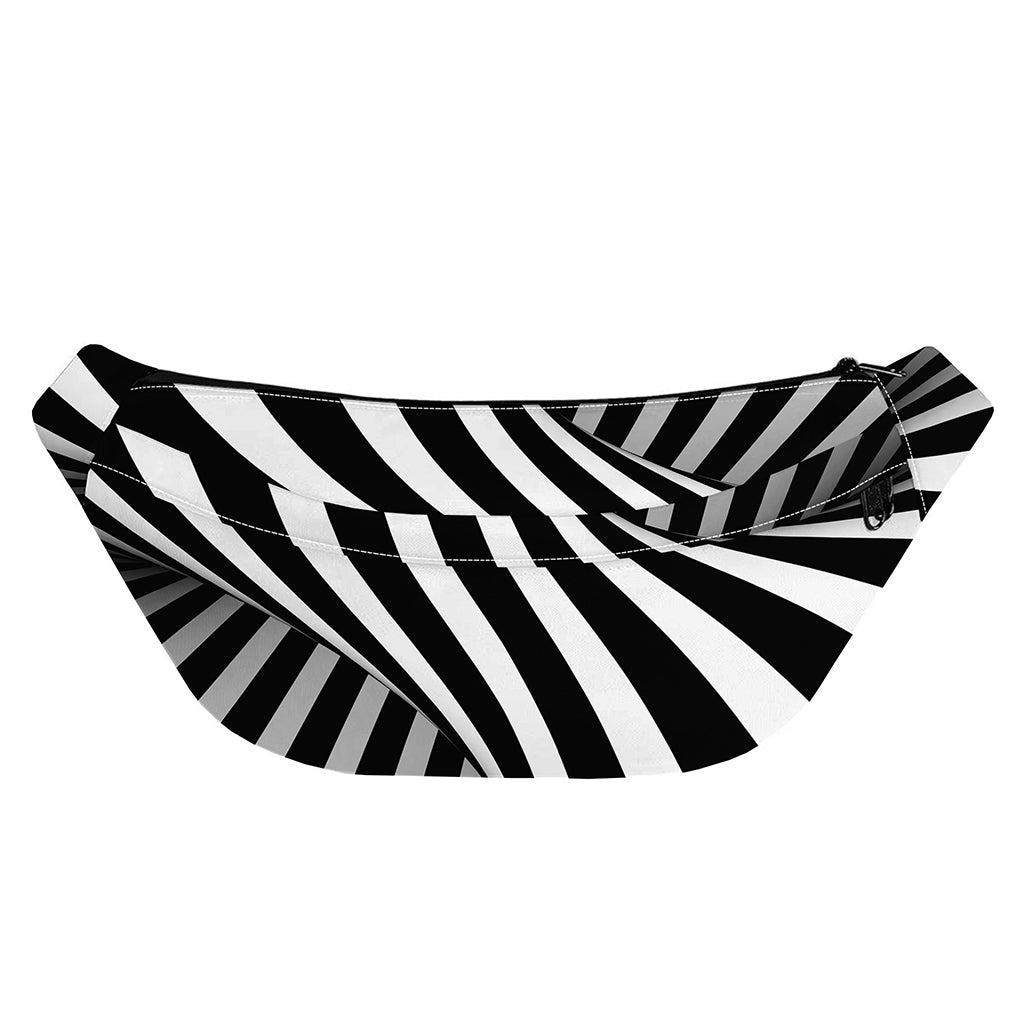Black And White Twist Illusion Print Fanny Pack