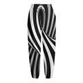 Black And White Twist Illusion Print Fleece Lined Knit Pants