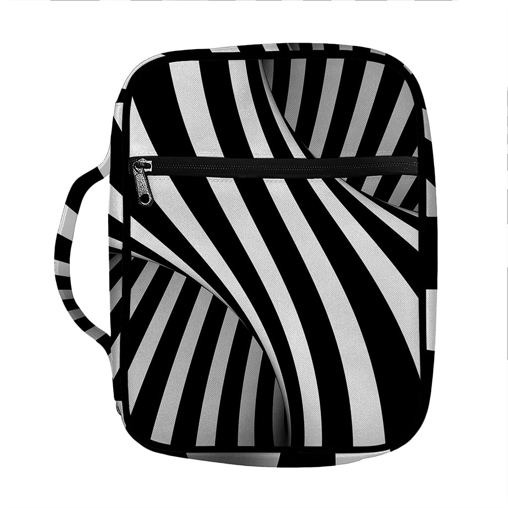 Black And White Twist Illusion Print Front Pocket Bible Bag