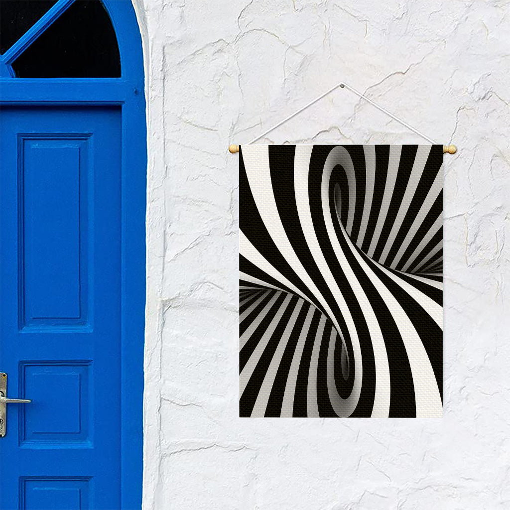 Black And White Twist Illusion Print Garden Flag