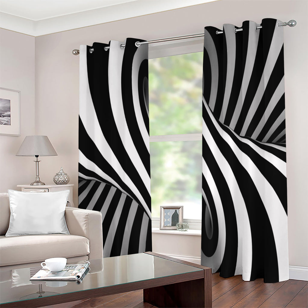 Black And White Twist Illusion Print Grommet Curtains