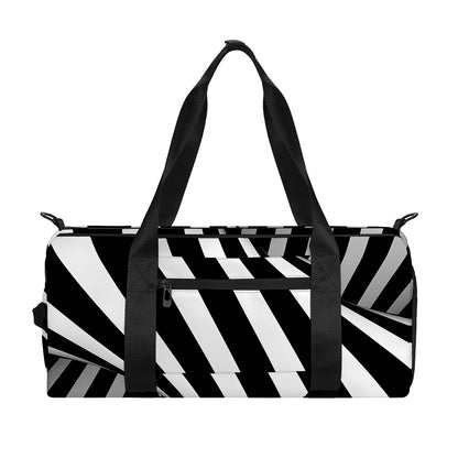 Black And White Twist Illusion Print Gym Bag