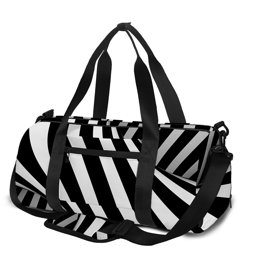 Black And White Twist Illusion Print Gym Bag