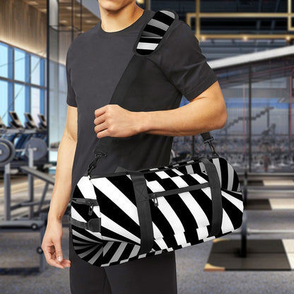 Black And White Twist Illusion Print Gym Bag
