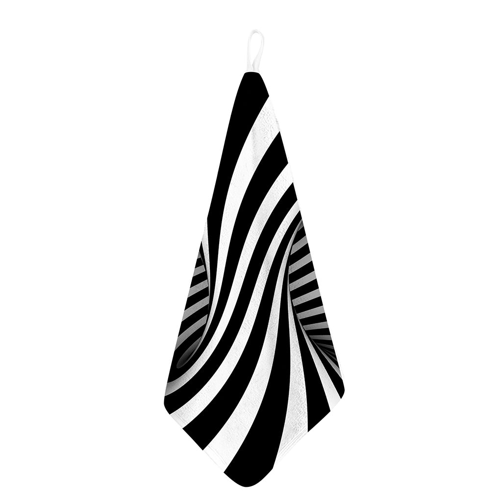 Black And White Twist Illusion Print Hand Towel