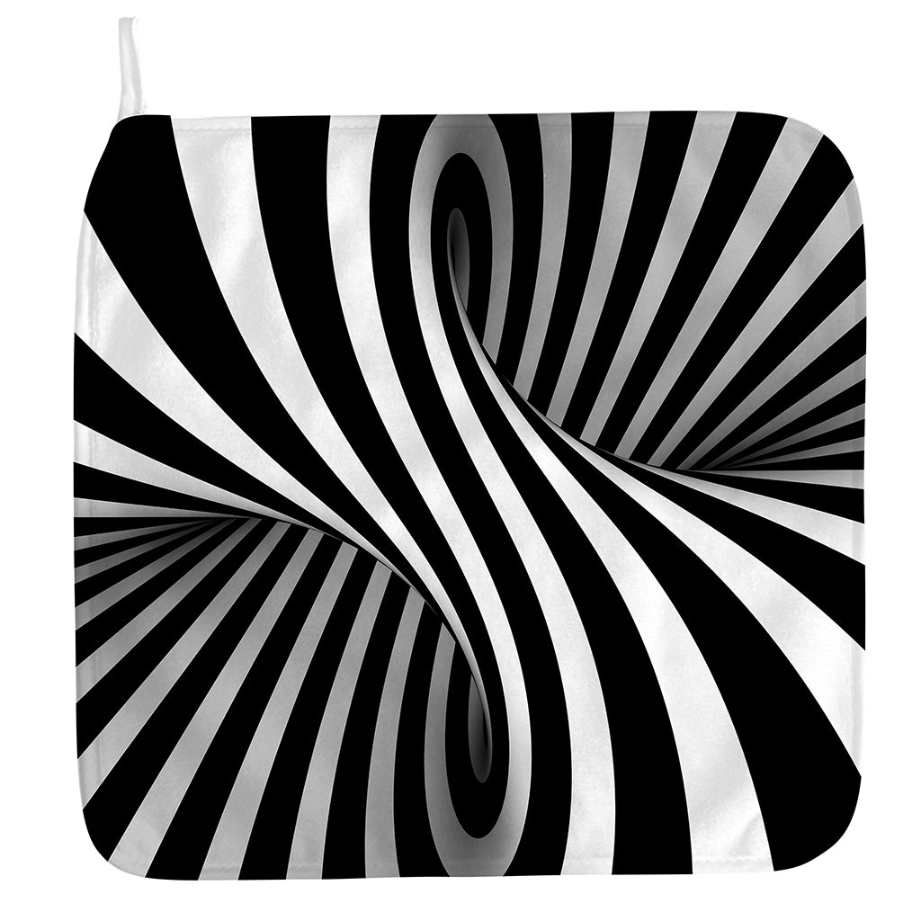 Black And White Twist Illusion Print Hand Towel