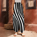 Black And White Twist Illusion Print Harem Pants