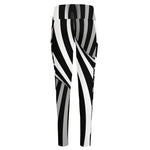 Black And White Twist Illusion Print High-Waisted Pocket Leggings