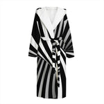 Black And White Twist Illusion Print Hooded Bathrobe