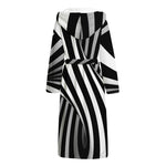 Black And White Twist Illusion Print Hooded Bathrobe