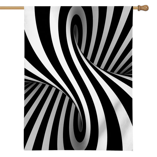 Black And White Twist Illusion Print House Flag