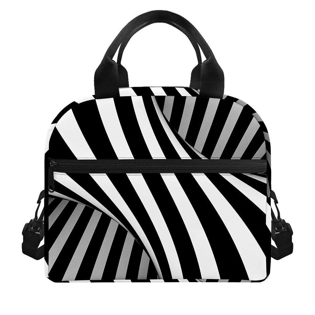 Black And White Twist Illusion Print Insulated Lunch Bag