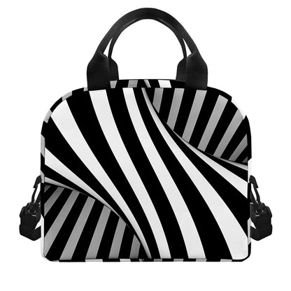 Black And White Twist Illusion Print Insulated Lunch Bag
