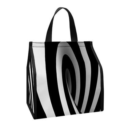 Black And White Twist Illusion Print Insulated Lunch Tote