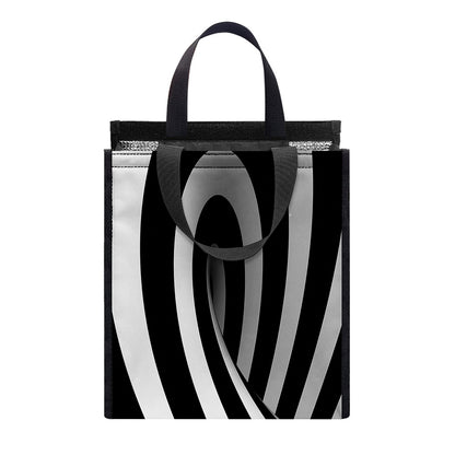 Black And White Twist Illusion Print Insulated Lunch Tote