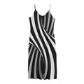 Black And White Twist Illusion Print Jersey Midi Cami Dress